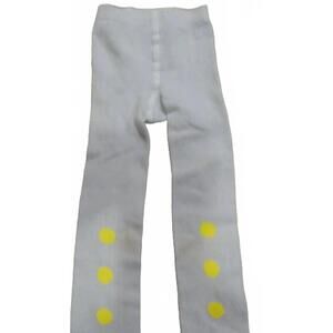 NEW WOVENPLAY kids' dot tights in gray with yellow dots